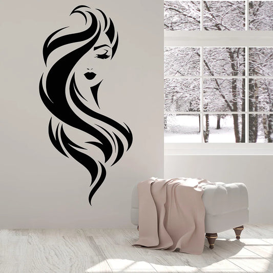 Beauty Face Vinyl Wall Sticker – Removable Salon & Home Decor