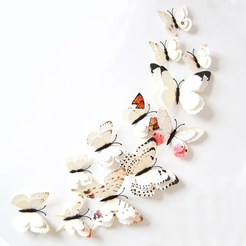 12Pcs 3D Double-Layer Butterfly Wall & Fridge Magnets