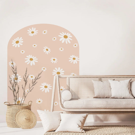 Minimalist Daisy Arch Wall Decal – Removable Peel & Stick Sticker