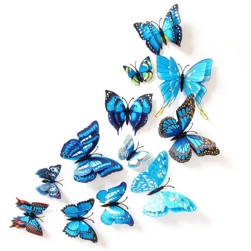 12Pcs 3D Double-Layer Butterfly Wall & Fridge Magnets